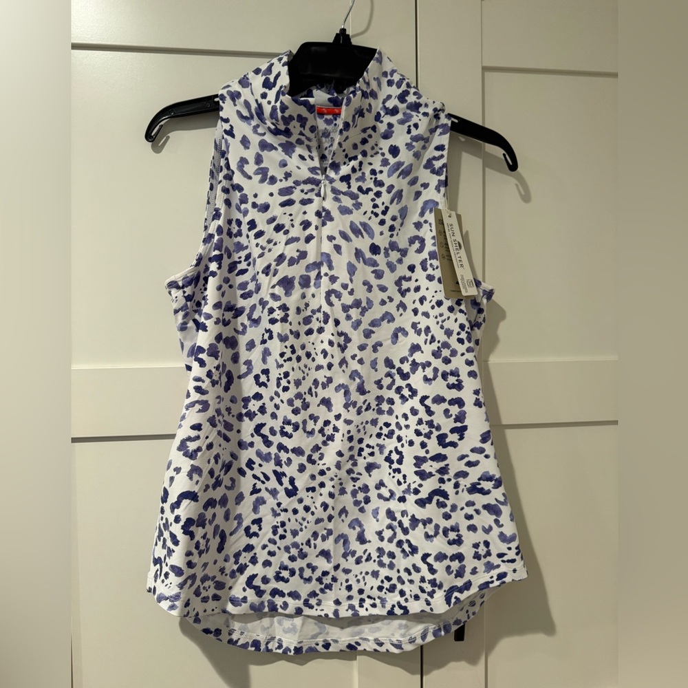 Tommy Bahama-Aubrey Leopard Islandzone Purple &White sleeveless top; S/P.